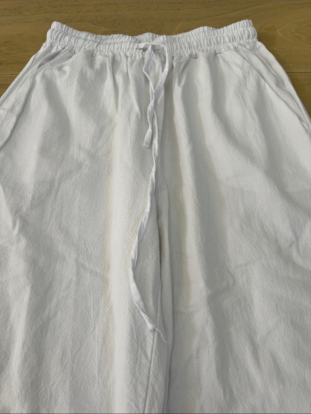 Women White Wide-Leg Drawstring Pants - Picture 4 of 12